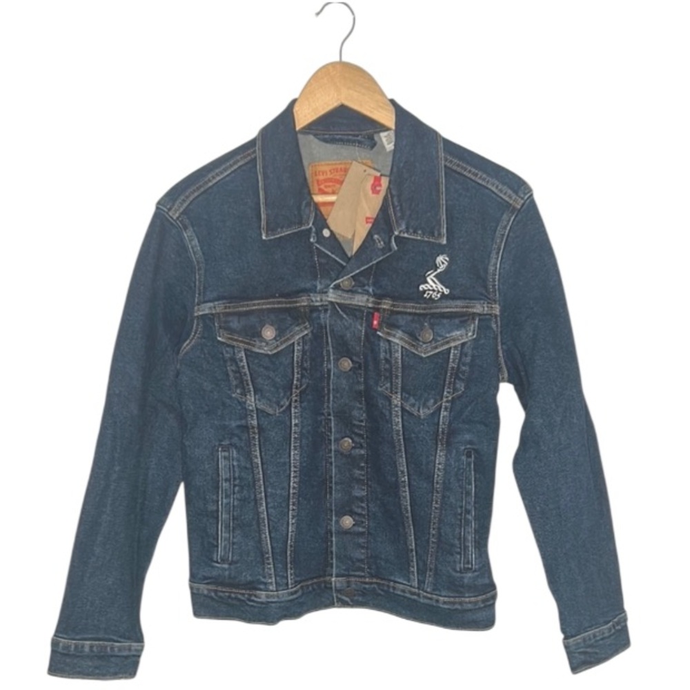 Levi's Dark Blue Classic Denim Jacket with Embroidery NBA 1785 NWT Small